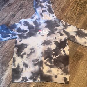 Fila Black and Gray Tie-Dye Hoodie size small